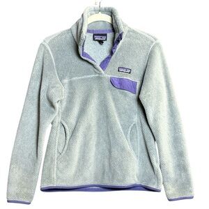 Patagonia Re-Tool Snap-T Fleece Pullover Jacket Gray/Purple Women's Size Small